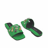 Papuci moderni accesorizati Stone Green