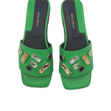 Papuci moderni accesorizati Stone Green
