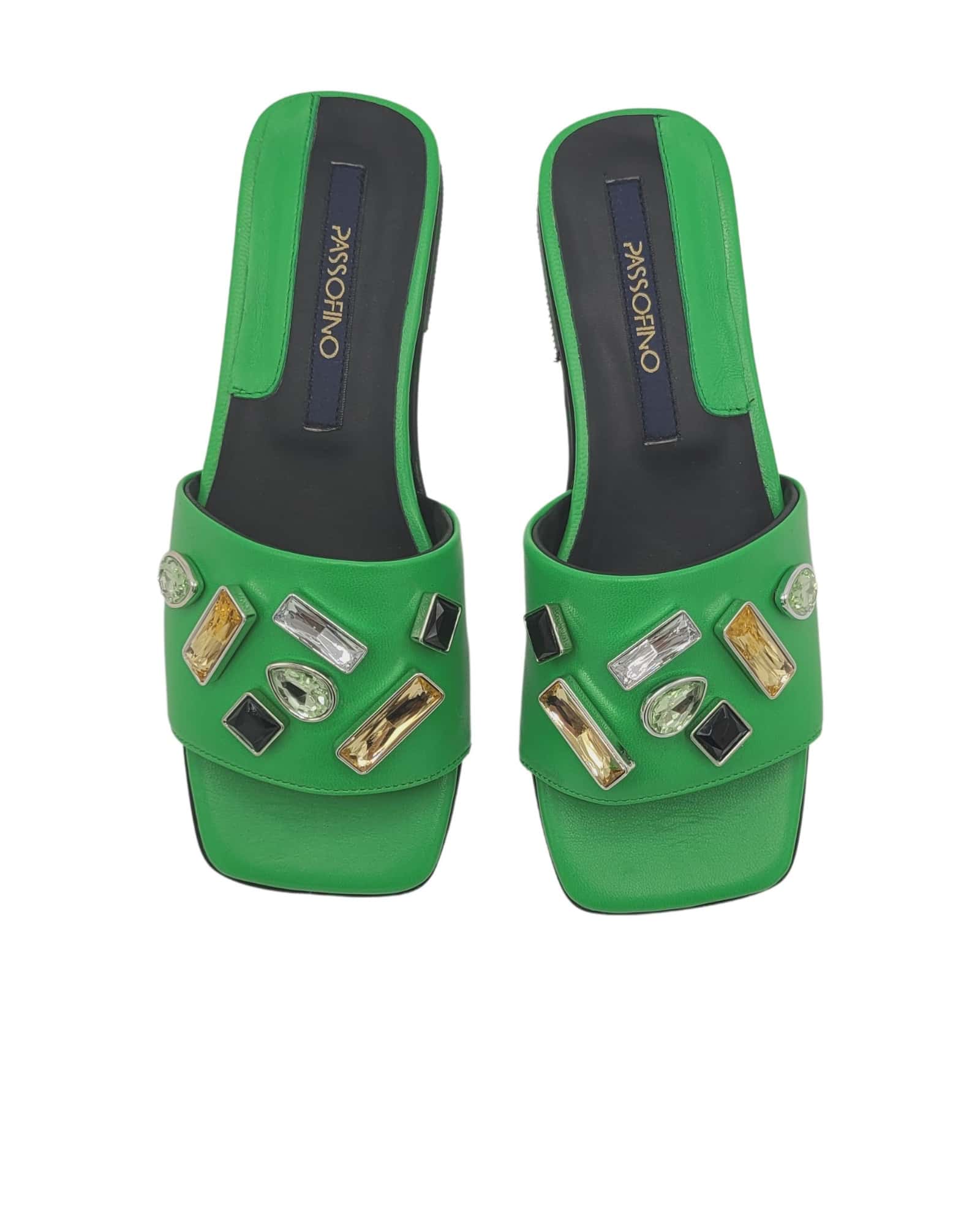 Papuci moderni accesorizati Stone Green