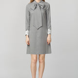 Rochie gri cu funda