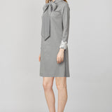 Rochie gri cu funda