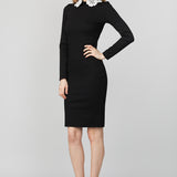 Rochie neagra cu guler dantelat