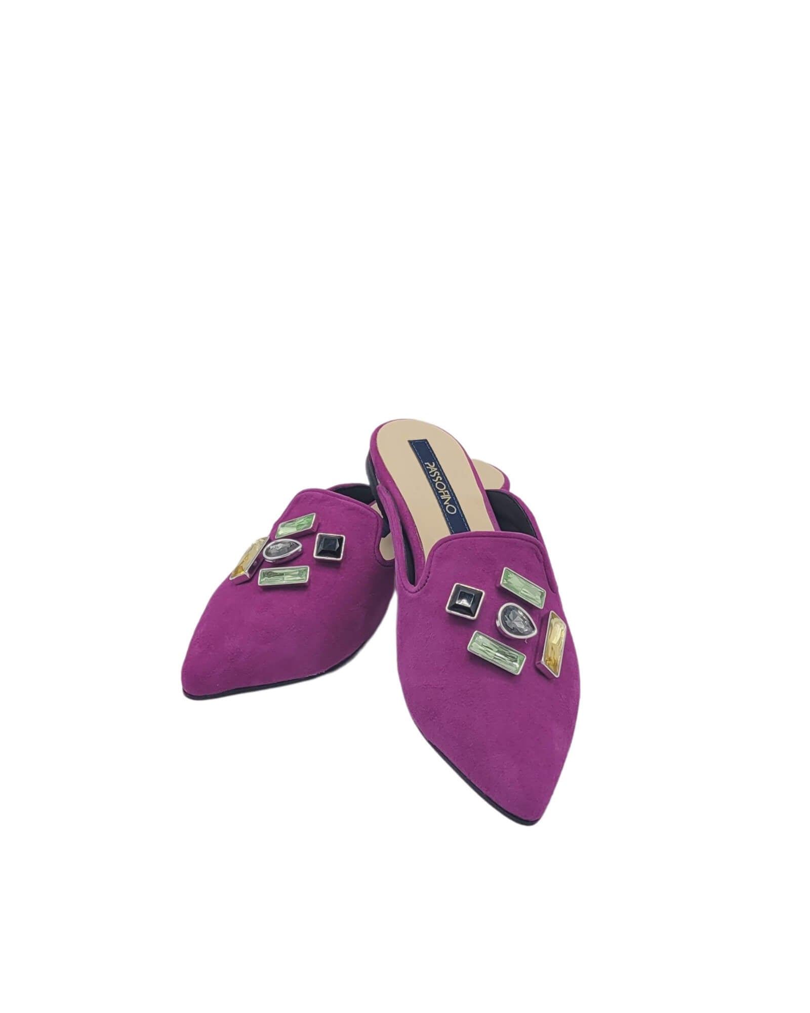 Saboti dama Glamour Fuchsia cu aplicatii