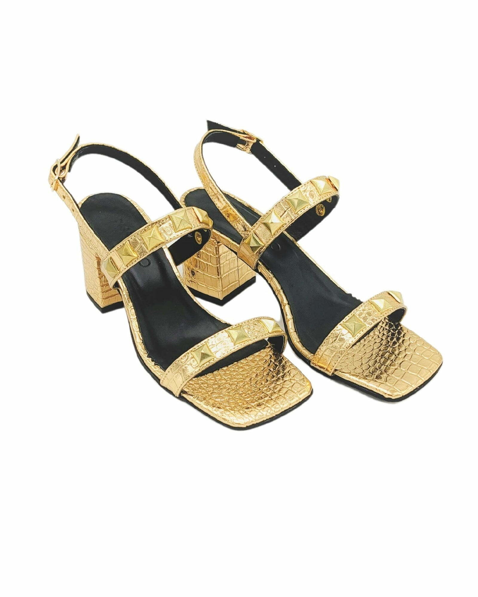 Sandale accesorizate Alma auriu imprimeu