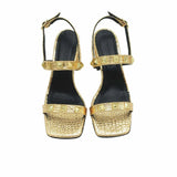Sandale accesorizate Alma auriu imprimeu