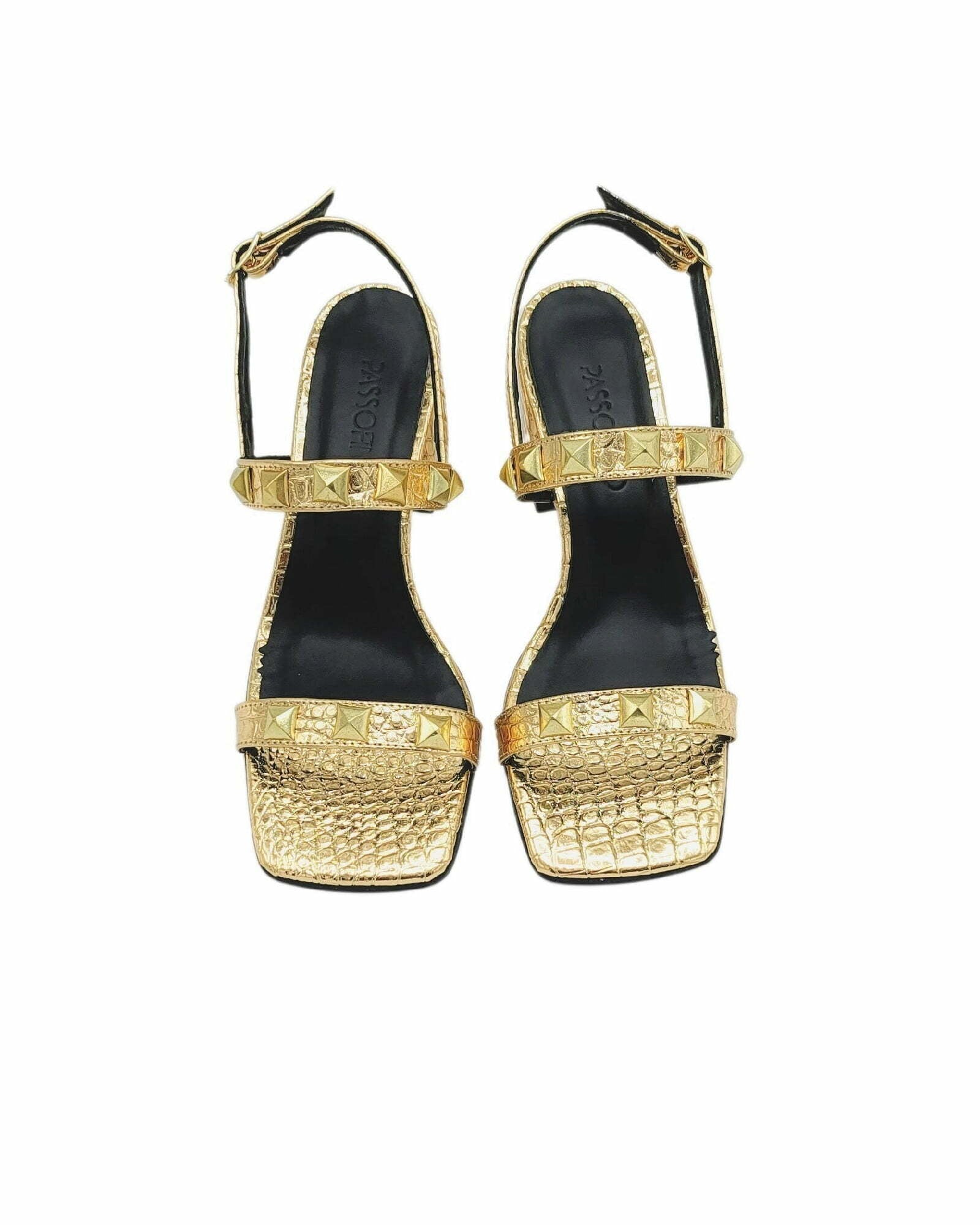 Sandale accesorizate Alma auriu imprimeu
