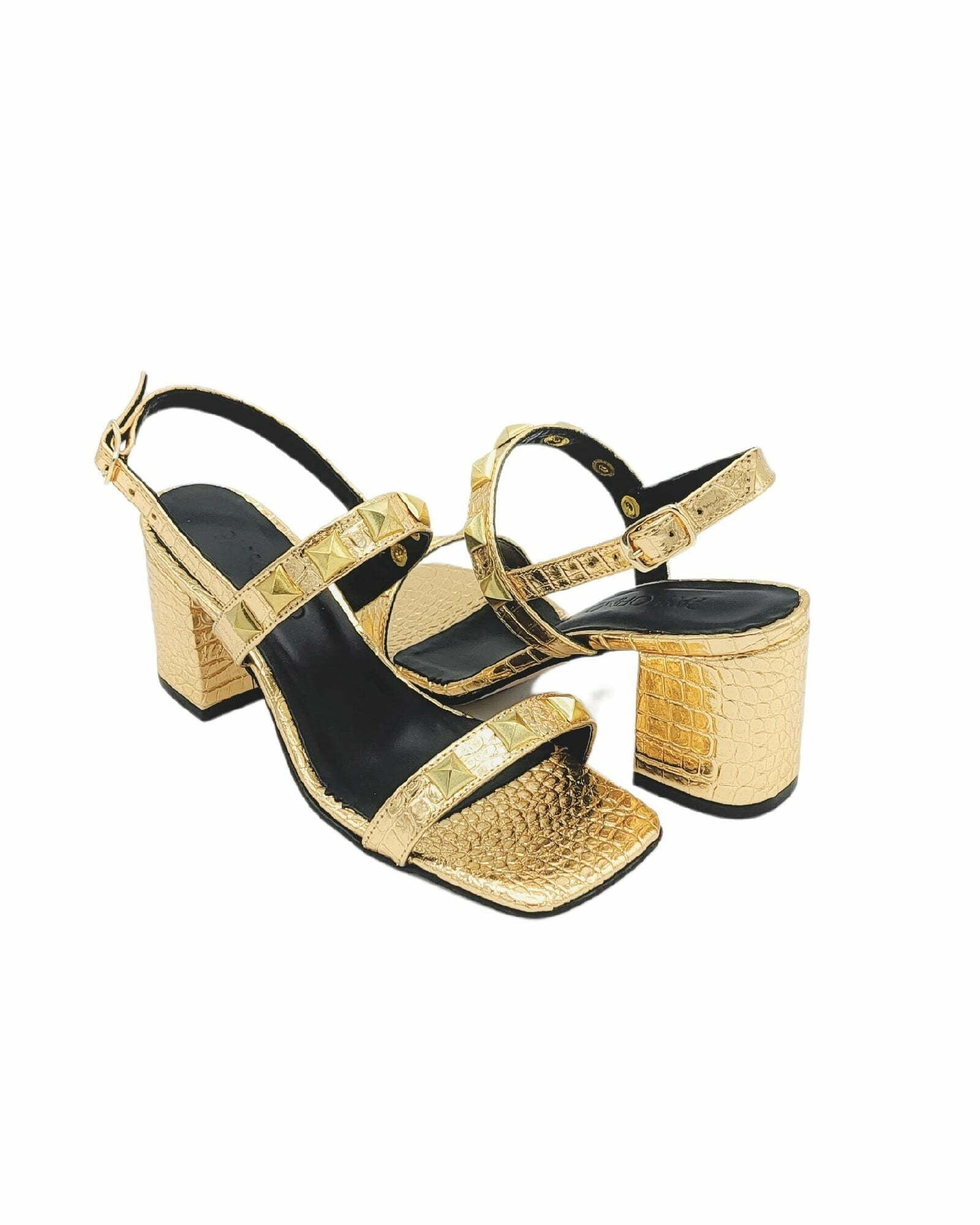 Sandale accesorizate Alma auriu imprimeu