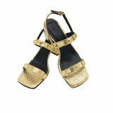 Sandale accesorizate Alma auriu imprimeu