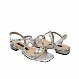 Sandale cu accesorii aplicate PF098-2 argintiu