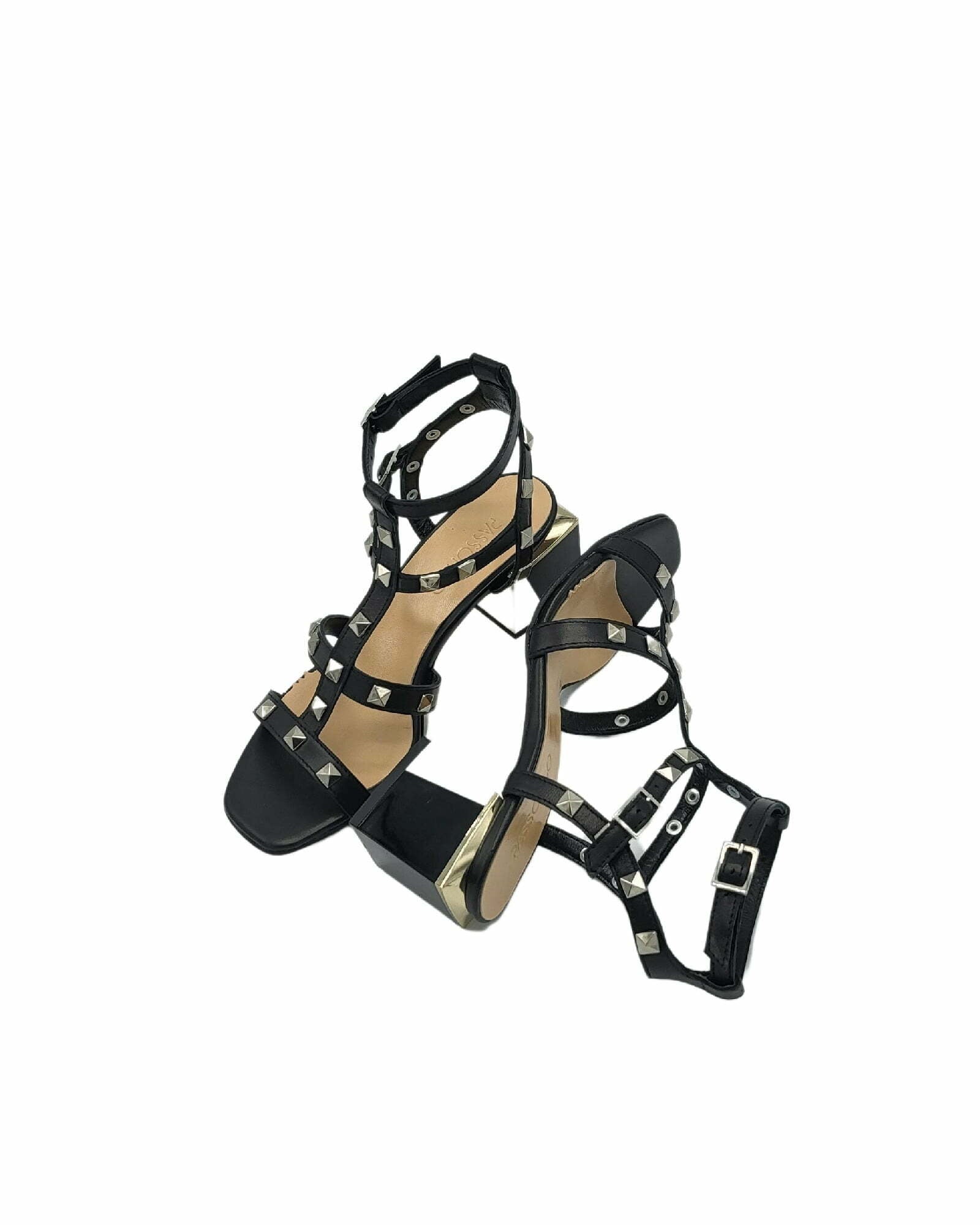 Sandale cu accesorii metalice Jessica negru