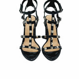 Sandale cu accesorii metalice PF1061-25 negru lacuit