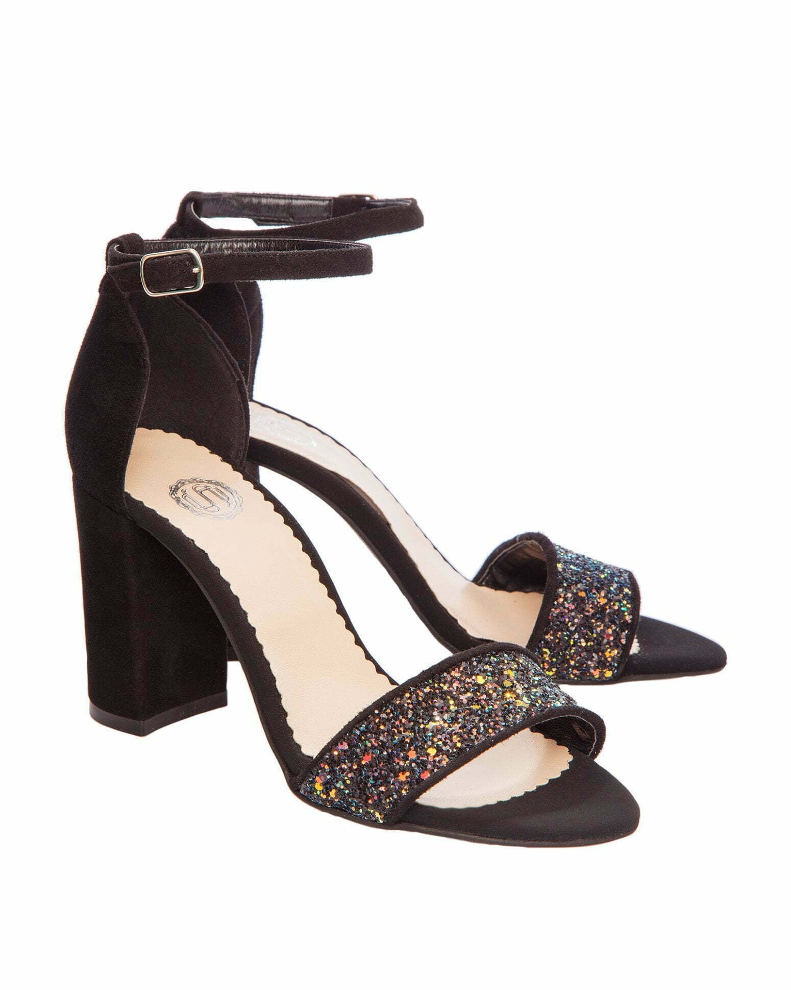Sandale cu bareta pe glezna din glitter