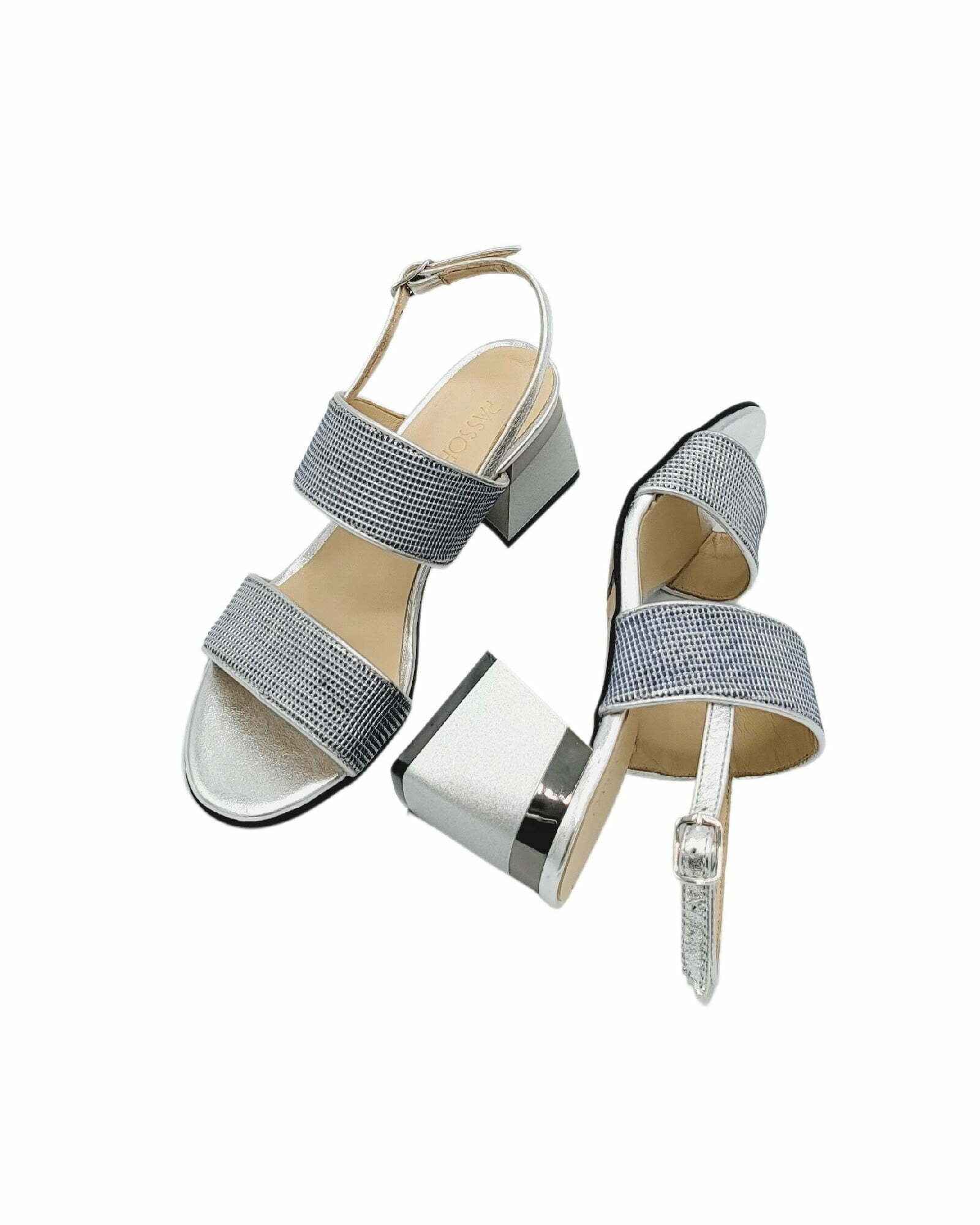 Sandale cu barete late PF300-4 silver