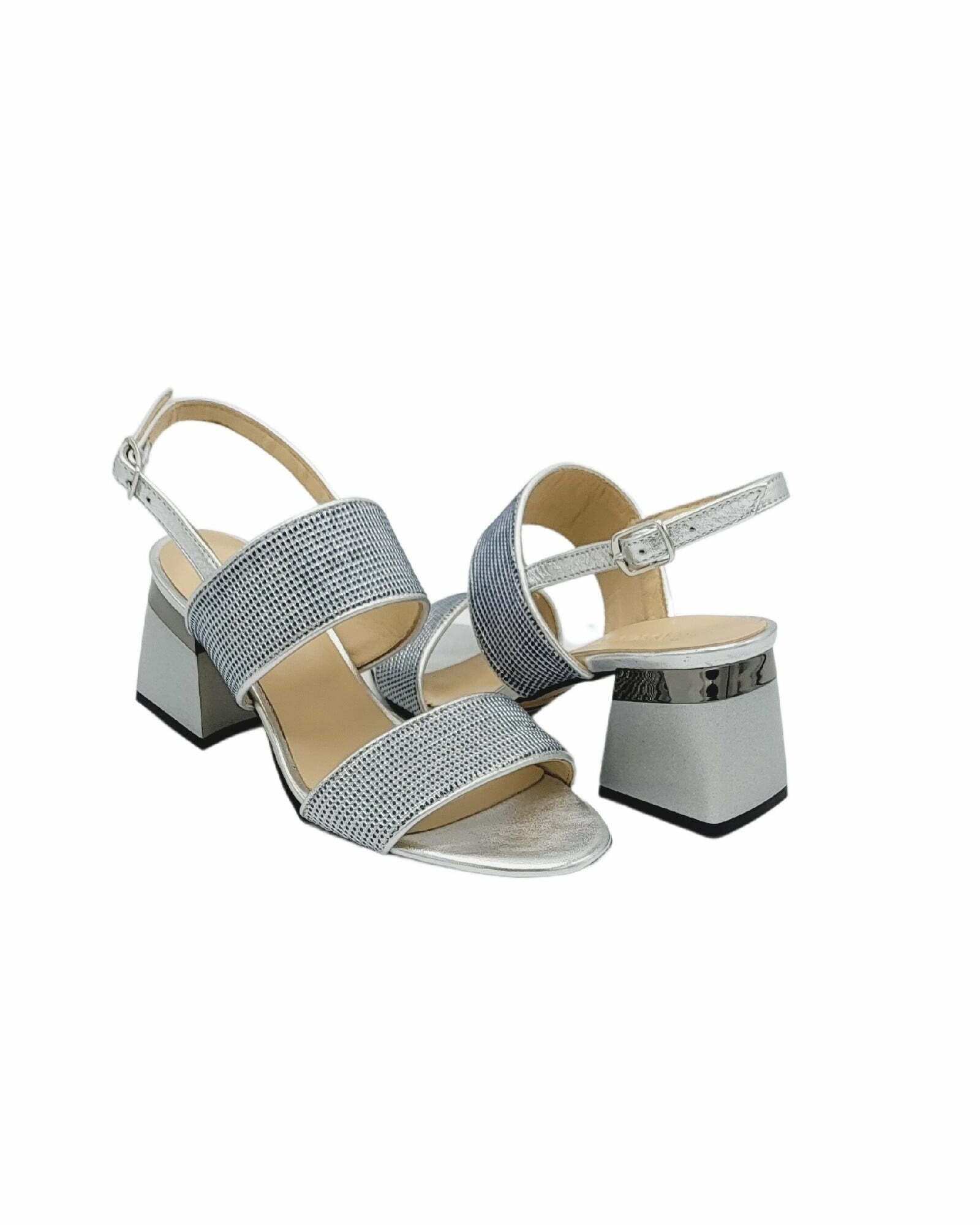 Sandale cu barete late PF300-4 silver