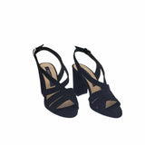 Sandale cu toc din piele intoarsa Victoria Black