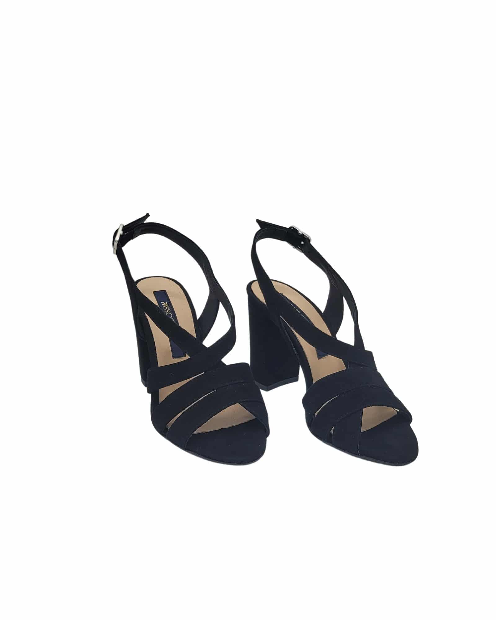 Sandale cu toc din piele intoarsa Victoria Black