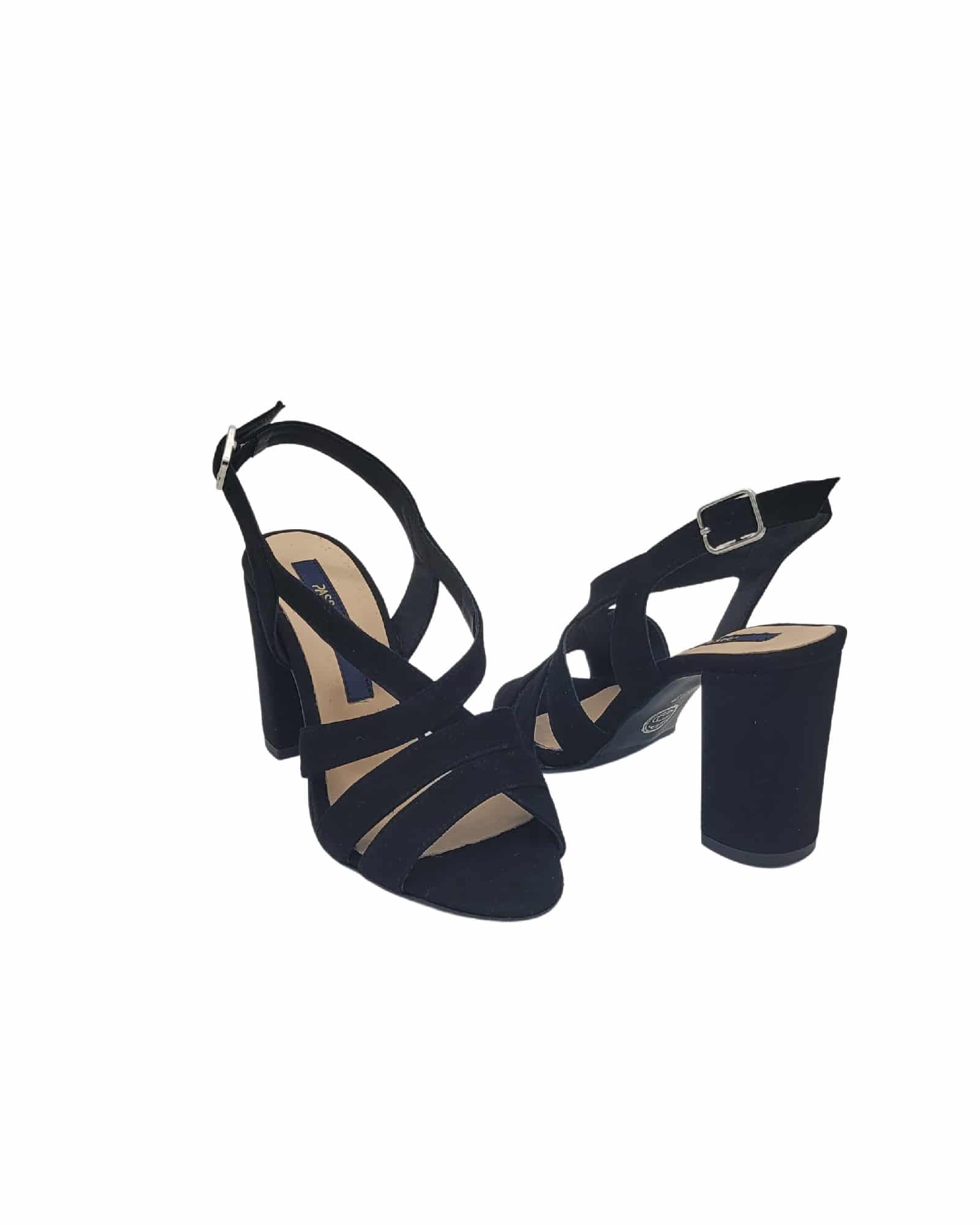 Sandale cu toc din piele intoarsa Victoria Black