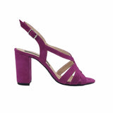 Sandale cu toc din piele intoarsa Victoria Fuchsia