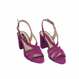 Sandale cu toc din piele intoarsa Victoria Fuchsia