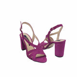 Sandale cu toc din piele intoarsa Victoria Fuchsia