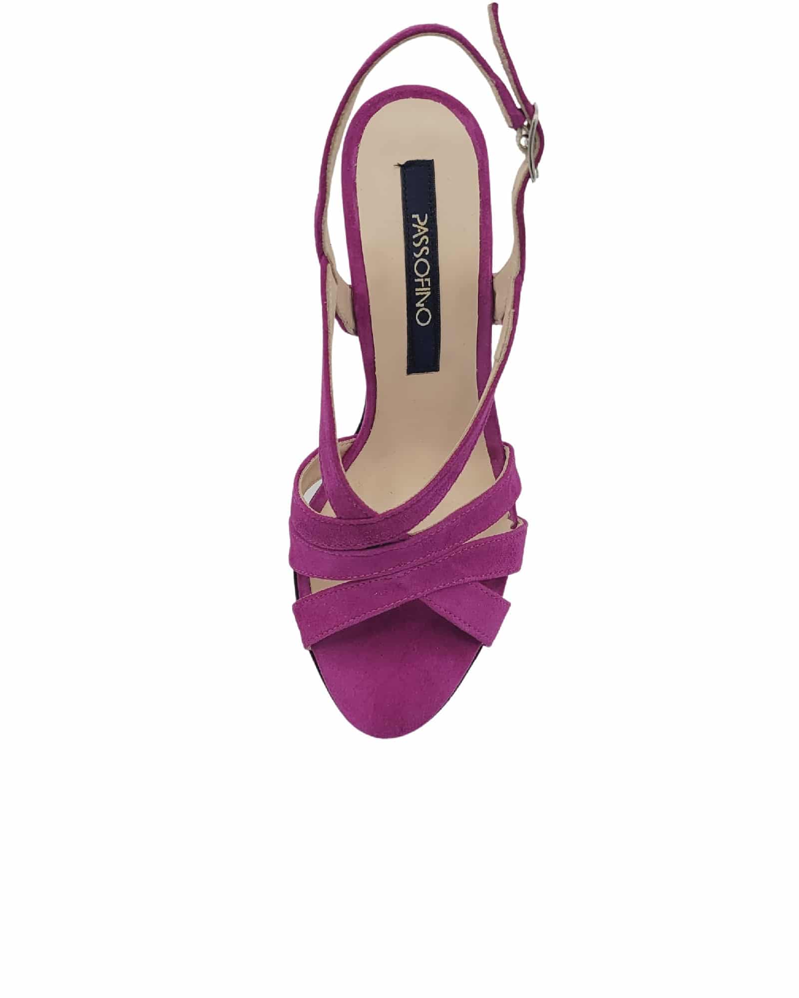 Sandale cu toc din piele intoarsa Victoria Fuchsia