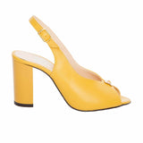 Sandale cu toc gros si accesoriu / galben