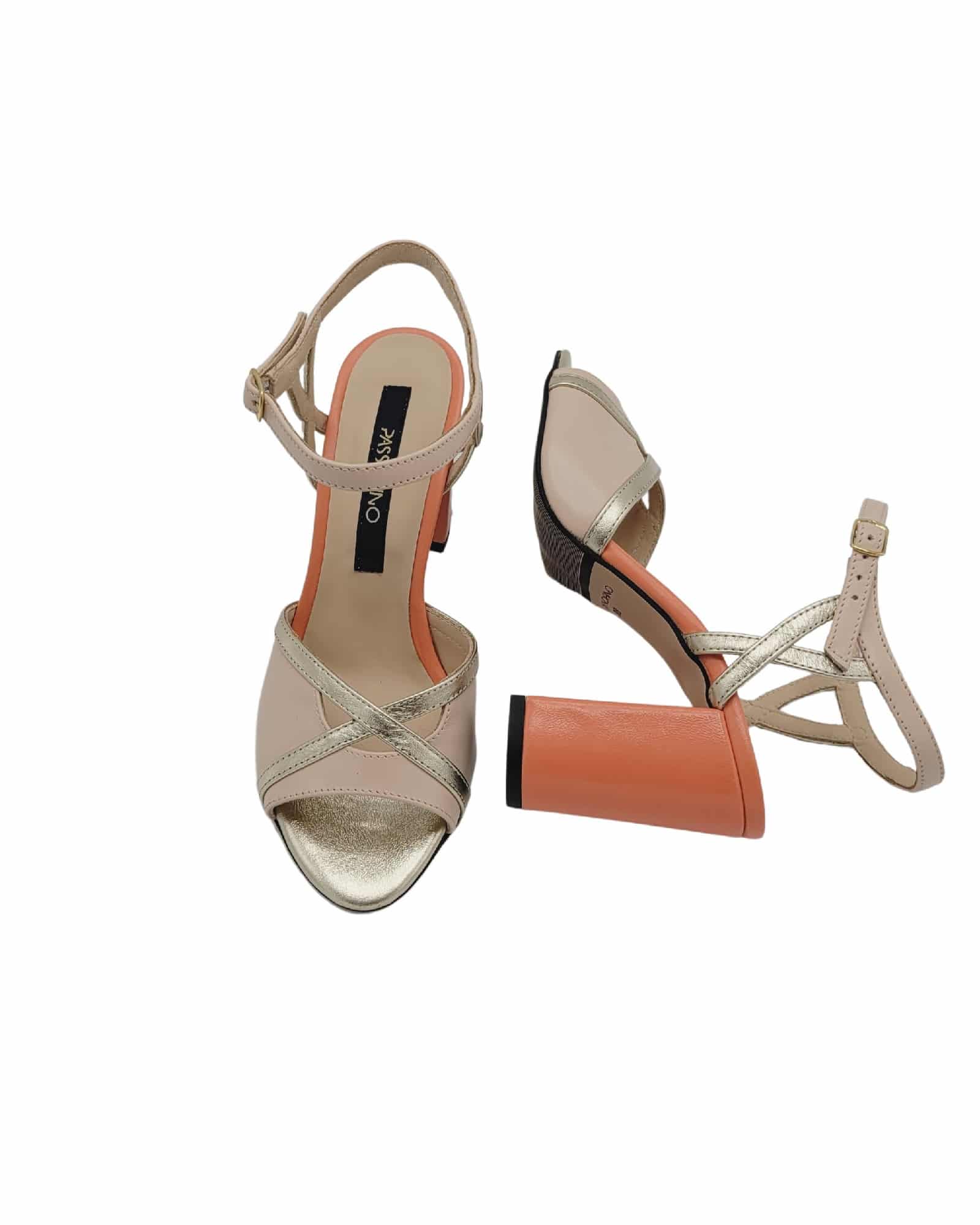 Sandale cu toc imbracat Leomi Peach