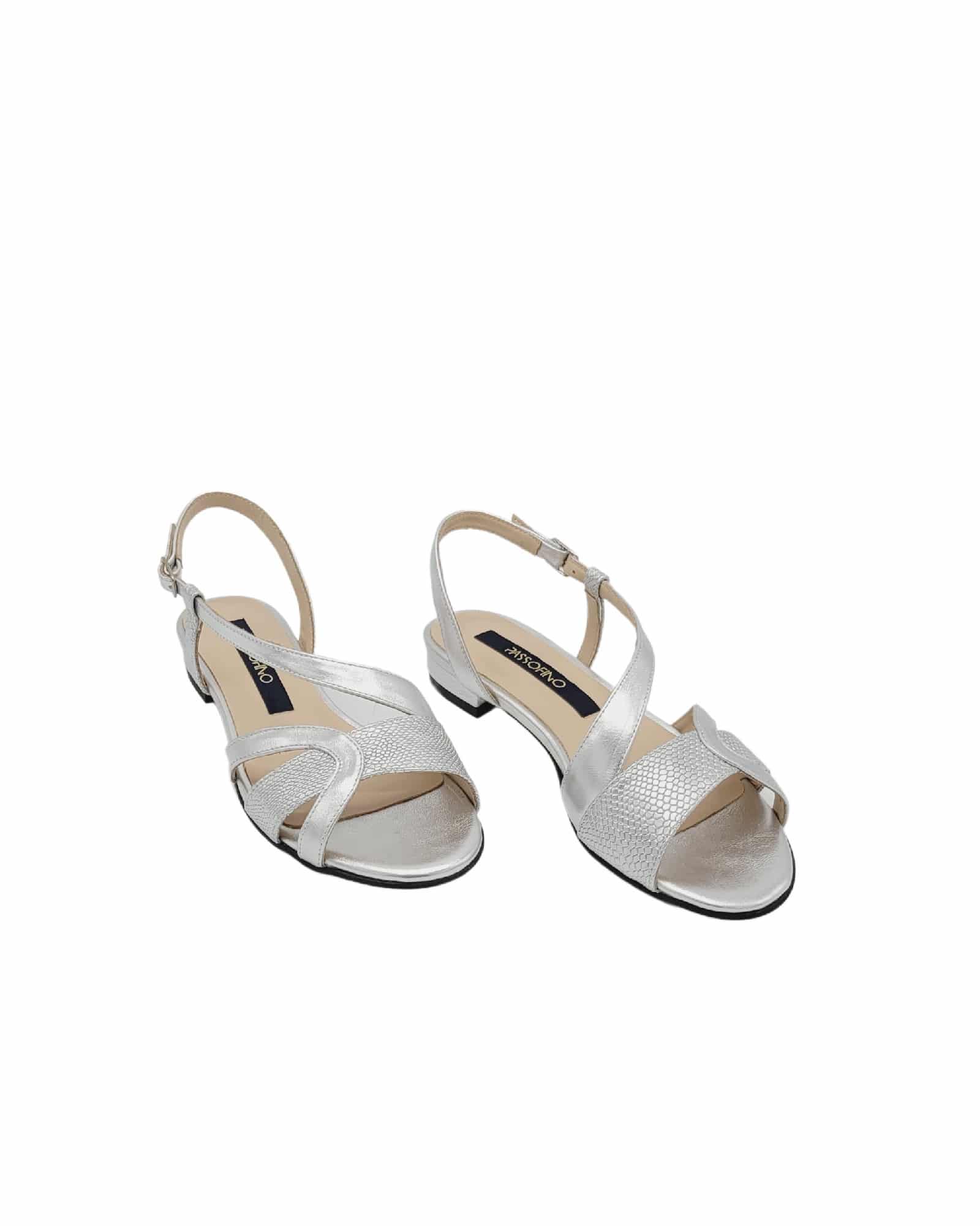 Sandale cu toc jos Giza Silver