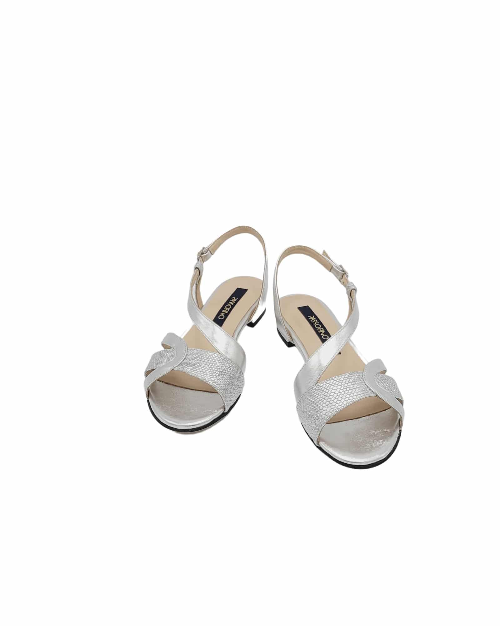 Sandale cu toc jos Giza Silver