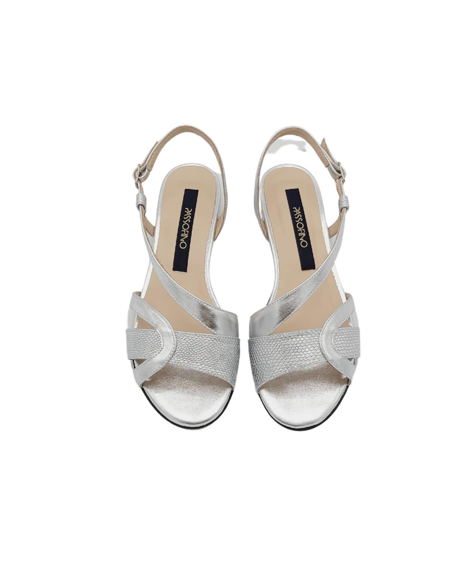 Sandale cu toc jos Giza Silver
