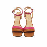 Sandale cu toc jos si barete soft PF246 coniac