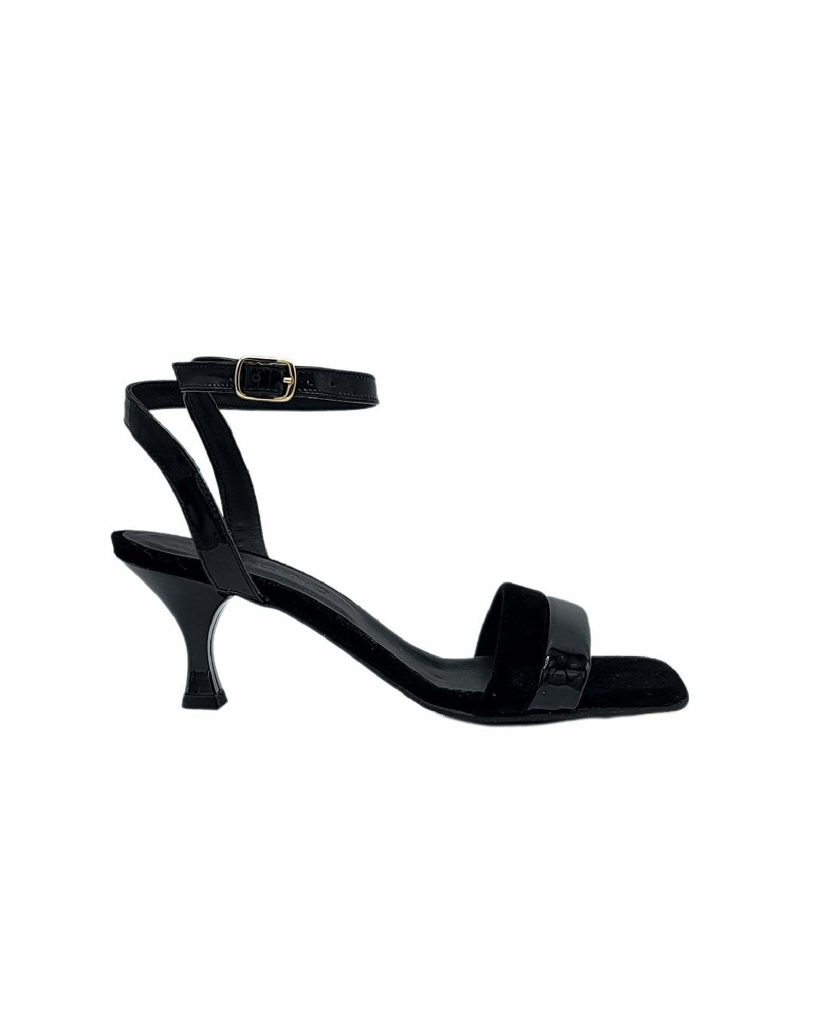 Sandale cu toc jos si barete soft PF246 negru