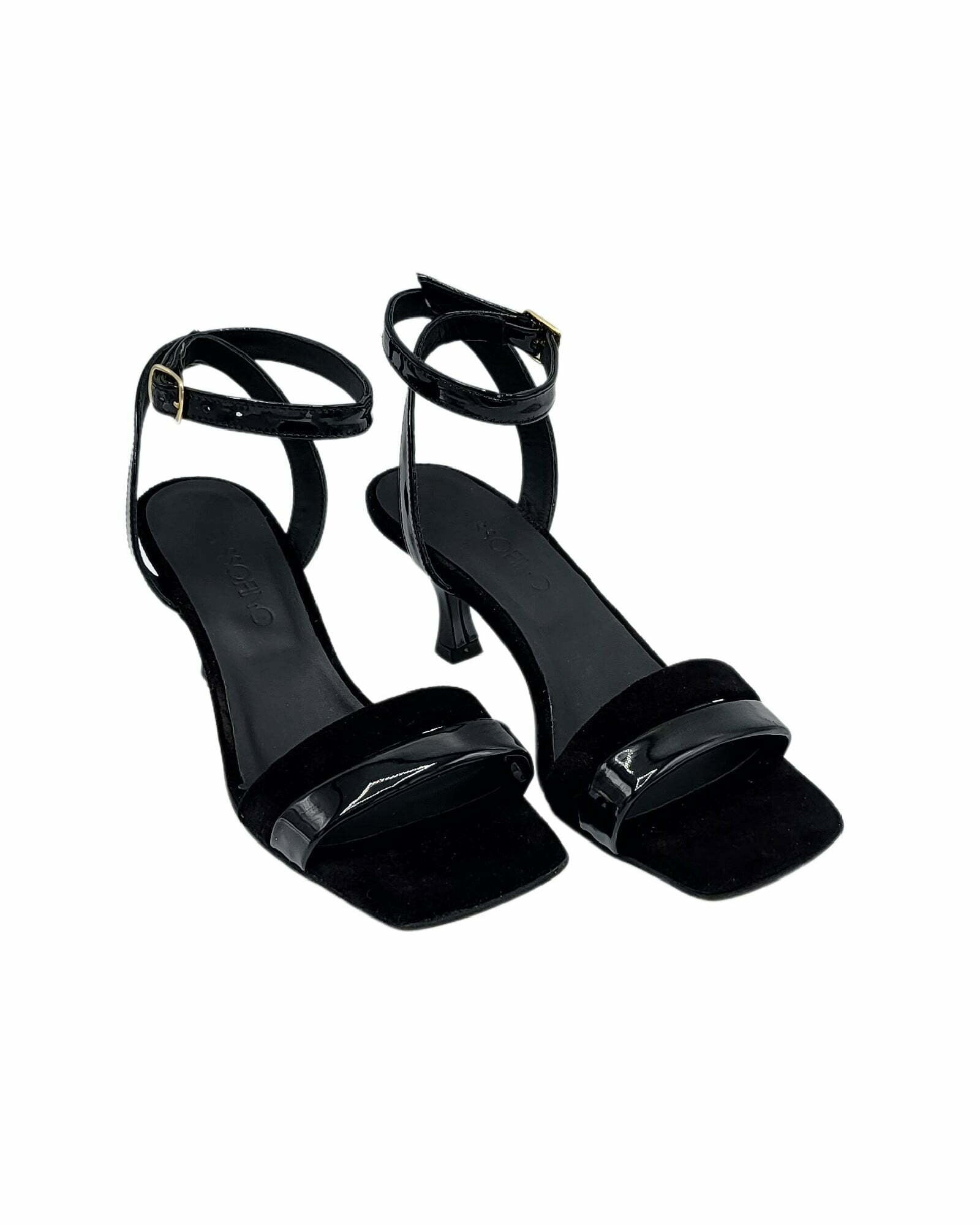 Sandale cu toc jos si barete soft PF246 negru
