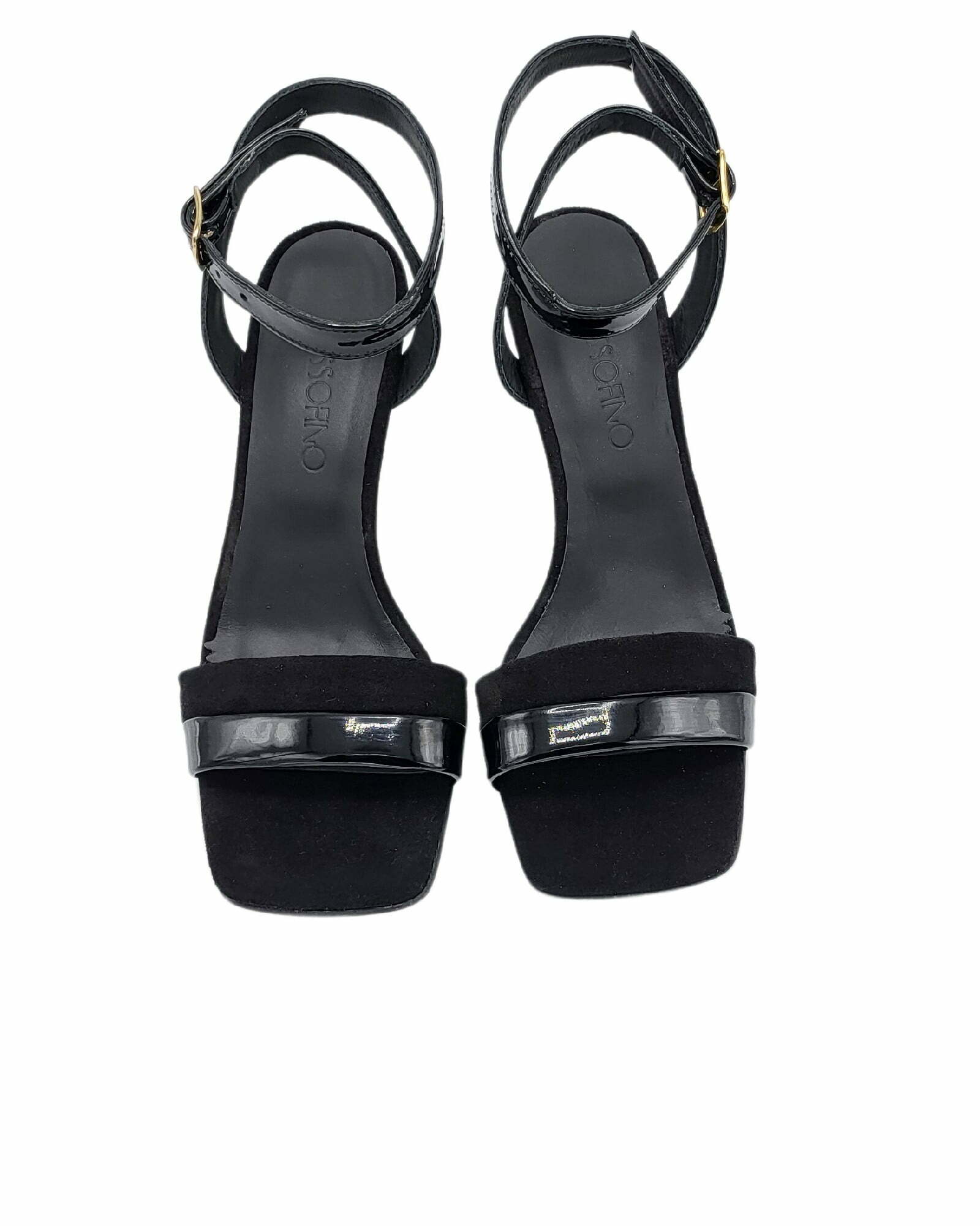 Sandale cu toc jos si barete soft PF246 negru