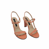 Sandale cu toc si barete subtiri Peach