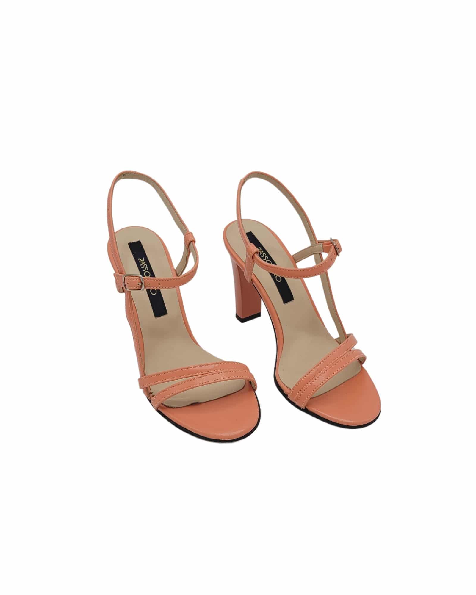 Sandale cu toc si barete subtiri Peach
