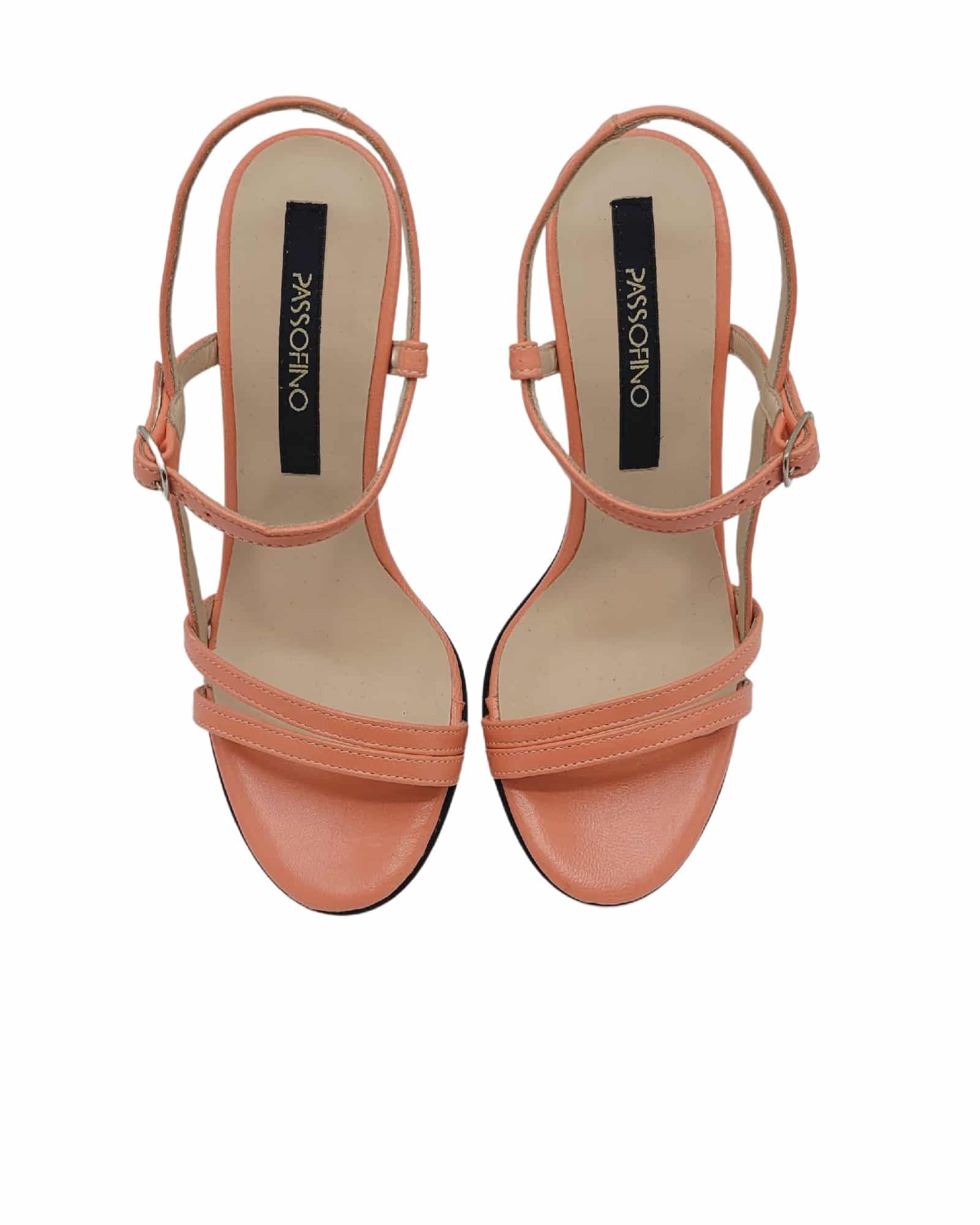 Sandale cu toc si barete subtiri Peach