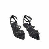Sandale cu varf ascutit si aplicatii MetallicaBlack