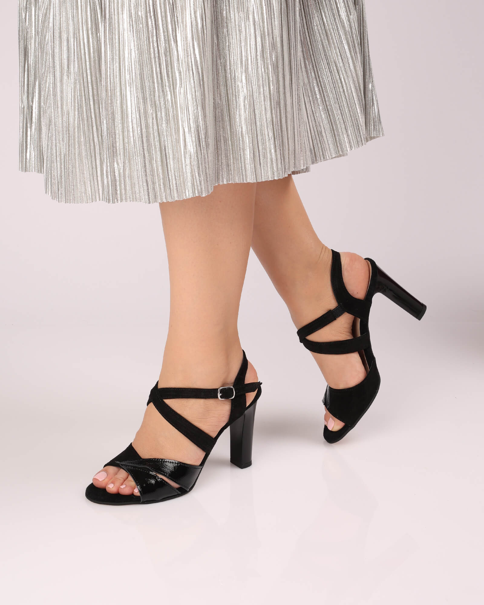 Sandale din piele intoarsa neagra PF1317-15