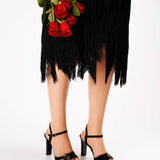 Sandale elegante din piele intoarsa Crystal Black
