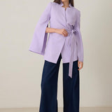 Sacou Elegant Cu Decolteu Asimetric Si Cordon In Talie