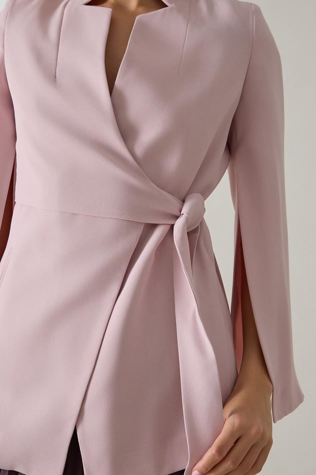 Sacou Elegant Cu Decolteu Asimetric Si Cordon In Talie