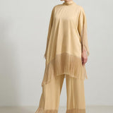 Set Crem Satin Cu Franjuri