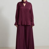 Bluza Satin Burgundy Cu Decolteu In V