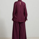 Bluza Satin Burgundy Cu Decolteu In V