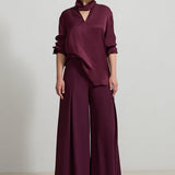 Bluza Satin Burgundy Cu Decolteu In V