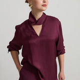 Bluza Satin Burgundy Cu Decolteu In V