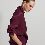 Bluza Satin Burgundy Cu Decolteu In V