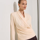 Bluza Nude Cu Guler In V Si Aspect Incretit