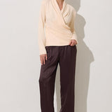 Bluza Nude Cu Guler In V Si Aspect Incretit